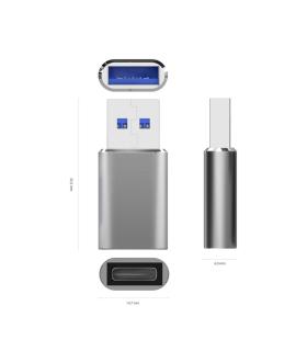 AISENS Mini Adaptador USB 3.2 Gen2   USB 2.0 3A, Tipo USB-C H-A M, Gris