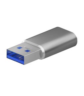 AISENS Mini Adaptador USB 3.2 Gen2   USB 2.0 3A, Tipo USB-C H-A M, Gris