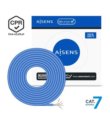 AISENS Cable de Red RJ45 LSZH CPR Dca CAT.7 600 MHZ S FTP AWG23, Azul, 100 m