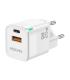 AISENS Cargador Gan 20W, 1xUSB-C PD3.0 QC4.0, 1xUSB-A QC3.0, Blanco