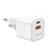 AISENS Cargador Gan 20W, 1xUSB-C PD3.0 QC4.0, 1xUSB-A QC3.0, Blanco