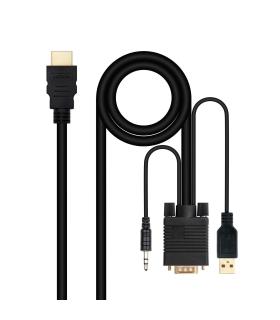 Nanocable Cable Conversor HDMI a VGA+Audio+USB, 1.8 m, Negro