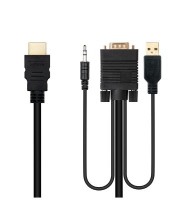 Nanocable Cable Conversor HDMI a VGA+Audio+USB, 1.8 m, Negro