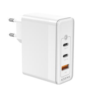 AISENS Cargador Gan 100W, 2xUSB-C PD3.0 QC4.0 QC5.0, 1xUSB-A QC3.0, Blanco