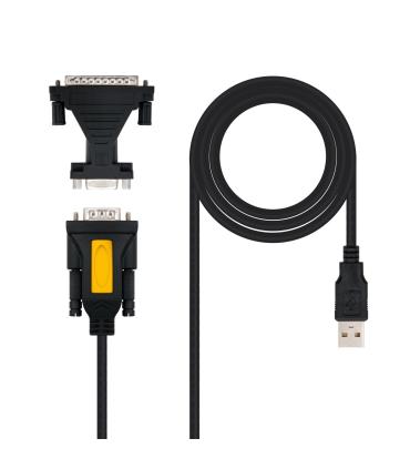 Nanocable CONVERTIDOR USB A SERIE, TIPO A M-RS232 DB9 M DB25 M, 1,8 M