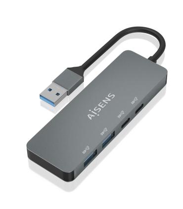 AISENS Hub USB 3.2 Gen2 10G USB-A, USB-A M-2xUSB-C H-2xUSB-A H, Gris, 15cm