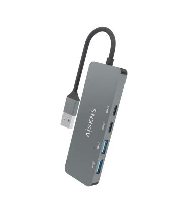 AISENS Hub USB 3.2 Gen2 10G USB-A, USB-A M-2xUSB-C H-2xUSB-A H, Gris, 15cm