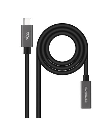 Nanocable Cable Prolongador USB-C 3.2 Gen2x2 20Gbps 3A, 4K 60Hz, USB-C M-USB-C H, Negro, 1 m