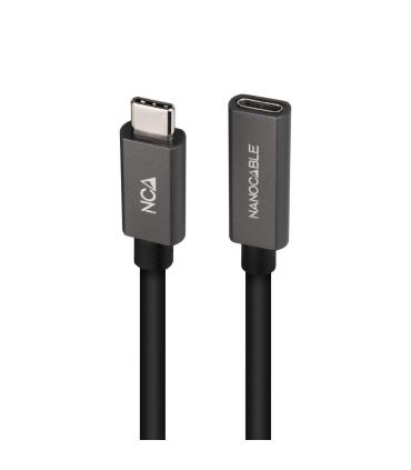 Nanocable Cable Prolongador USB-C 3.2 Gen2x2 20Gbps 3A, 4K 60Hz, USB-C M-USB-C H, Negro, 1 m