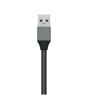 AISENS Hub USB3.0 Aluminio, Tipo A M - 4x Tipo A H, Negro, 10 cm