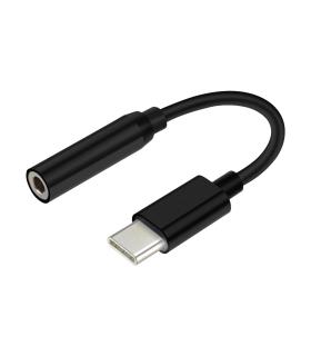 AISENS Conversor USB C a Audio 384KHz, USB C M - jack 3.5 H, negro, 15 cm