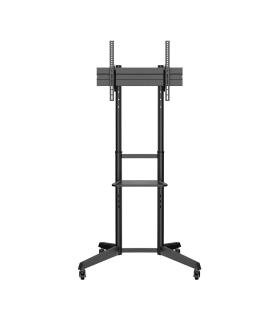 AISENS Soporte de Suelo ECO con Rueda, Bandeja para DVD para Monitor TV 50Kg de 37-70, Negro