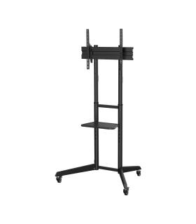 AISENS Soporte de Suelo ECO con Rueda, Bandeja para DVD para Monitor TV 50Kg de 37-70, Negro