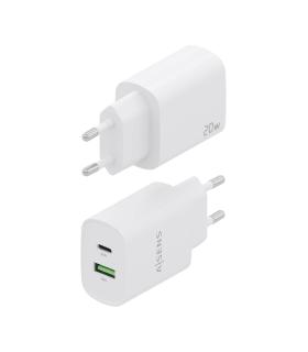 AISENS Cargador 20W, 1xUSB-C PD3.0, 1xUSB-A QC3.0, Blanco