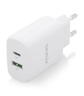 AISENS Cargador 25W, 1xUSB-C PD3.0, 1xUSB-A QC3.0, Blanco