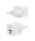 AISENS Cargador GaN 25W, 1xUSB-C PD3.0 QC4.0, 1xUSB-A QC3.0, Blanco