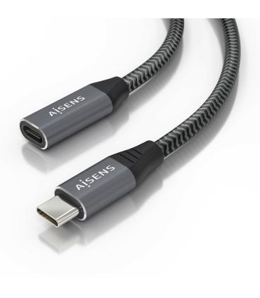 AISENS Cable USB 3.2 Gen2x2 Aluminio 20Gbps 8K@30Hz 5A 100W, Tipo USB-C M-USB-C H, Gris, 1.5 m