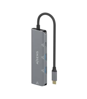 AISENS Hub USB 3.2 Gen1 5G USB-C, USB-C M-1xUSB-C H-3xUSB-A H, Gris, 15 cm