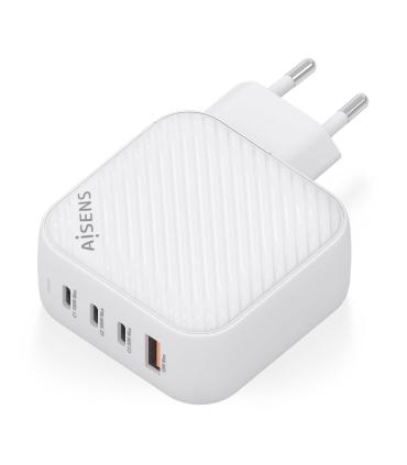 AISENS Cargador GaN 100W, 3xUSB-C PD3.0 QC4.0, 1xUSB-A QC3.0, Blanco