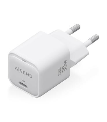 AISENS Cargador GaN 30W, 1xUSB-C PD3.0 QC4.0, Blanco