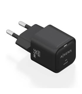 AISENS Cargador GaN 35W, 1xUSB-C PD3.0 QC4.0, Negro