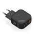 AISENS Cargador GaN 65W, 2xUSB-C PD3.0 QC4.0, 1xUSB-A QC3.0, Negro