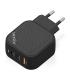 AISENS Cargador GaN 65W, 2xUSB-C PD3.0 QC4.0, 1xUSB-A QC3.0, Negro