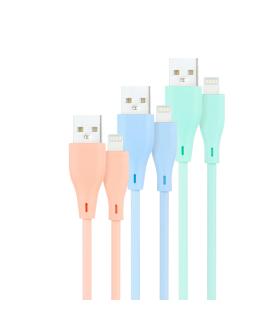 Nanocable 3 Cables Lightning a USB 2.0, Lightning M-USB A M, Rosa, Azul y Verde, 1 m