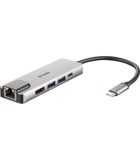 D-Link DUB-M520 base para portátil y replicador de puertos Alámbrico Thunderbolt 3 Aluminio, Negro