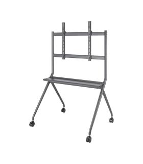 AISENS Soporte De Suelo Pro Con Rueda, 1 Bandeja Para Pantalla Interactiva TV 120kg De 50-86, Negro