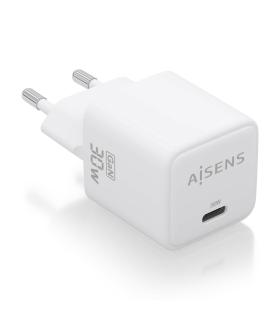 AISENS Cargador Gan 30W, 1xUSB-C PD3.0 QD4.0, Blanco