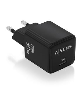 AISENS Cargador Gan 30W, 1xUSB-C PD3.0 QD4.0, Negro