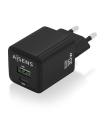 AISENS Cargador Gan 30W, 1xUSB-C PD3.0 QC4.0, 1xUSB-A QC3.0, Negro