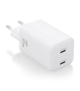 AISENS Cargador Gan 65W, 2xUSB-C PD3.0 QD4.0, Blanco