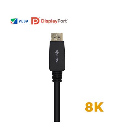 AISENS Cable Displayport Certificado V1.4 8k@60hz, DP M-DP M, Negro, 3.0m