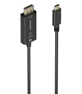 AISENS Cable Conversor Bidireccional USB-C A DISPLAYPORT 8K@60Hz, USB-C M-DP M, Negro, 1.8m