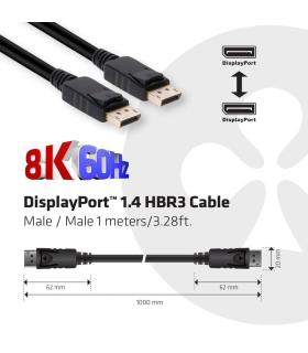 CLUB3D DisplayPort 1.4 HBR3 Cable 1metro Macho Macho 8K60Hz