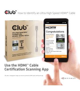 CLUB3D Ultra High Speed HDMI 4K120Hz, 8K60Hz Certified Cable 48Gbps M M 2 m   6.56 ft