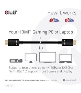 CLUB3D Ultra High Speed HDMI 4K120Hz, 8K60Hz Certified Cable 48Gbps M M 1 m 3.28 ft