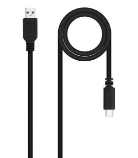 Nanocable Cable USB 2.0 3A, tipo USB-C M-A M, Negro, 1.5 m