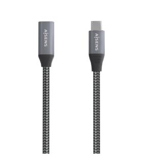 AISENS Cable USB 3.2 Gen2x2 Aluminio 20Gbps 8K@30Hz 5A 100W, Tipo USB-C M-USB-C H, Gris, 0.5 m