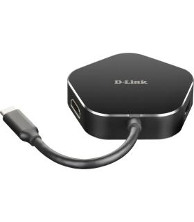 D-Link DUB-M420 base para portátil y replicador de puertos Alámbrico Thunderbolt 3 Negro, Plata