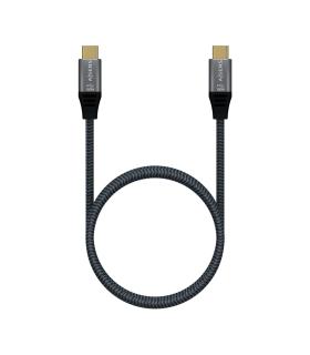 AISENS Cable USB 3.2 Gen2X2 Aluminio 20Gbps 5A 100W E-Mark, Tipo USB-C M-USB-C M, Gris, 2.0M