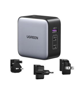 Ugreen 65W Nexode GaN Auriculares, Teléfono móvil, Portátil, Reloj inteligente, Tableta Gris USB Carga rápida Interior