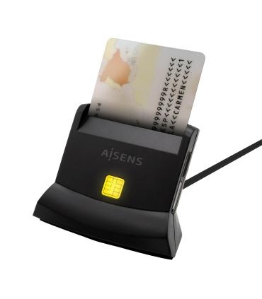 AISENS Lector De Tarjeta Dni Con Lector De Tarjetas SIM, SD, Micro SD, MMC, RS-MMC, MMC Micro, USB-C, Negro