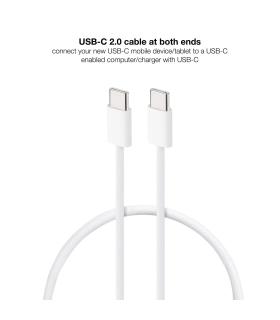 Nanocable Cable USB-C 2.0 60W 3A, USB-C M-USB-C M, Blanco, 1 m