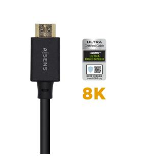 AISENS Cable HDMI V2.1 Ultra Alta Velocidad   HEC Certificado 8k@60Hz 48Gbps, A M-A M, Negro, 2.0m