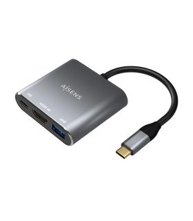 AISENS Conversor USB-C a HDMI USB-C Tipo A USB 3.0, 3 en 1, Gris, 15cm