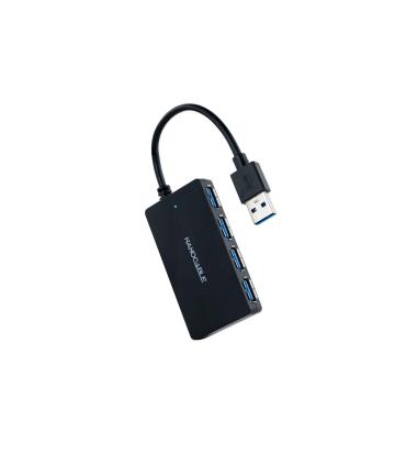 Nanocable Hub USB 3.0 con 4 Puertos de USB 3.0, USB-A M-USB 3.0 H, Negro, 15 cm