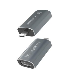 AISENS Adaptador Conversor Aluminio USB-C a HDMU 4K@60Hz, USB-C M-HDMI H, Gris